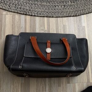 Elegant Black and Brown Leather Tote Bag